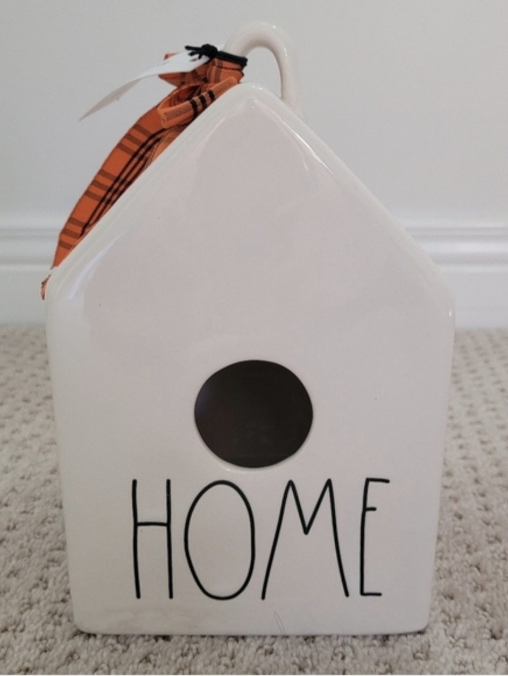 Rae Dunn Home Ceramic Birdhouse With Ribbon NWT